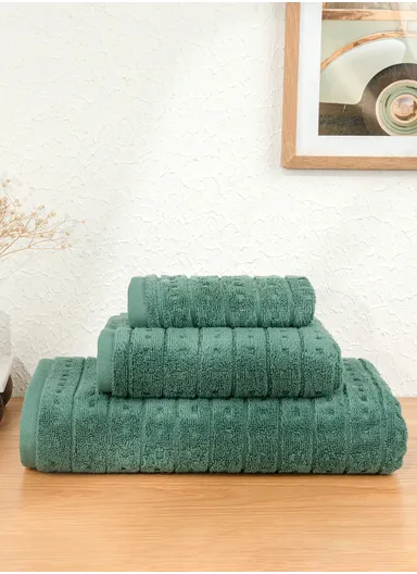 3 Pieces Verdant Comfort 600 GSM Luxury Turkish Cotton Towel Set - Dark Green