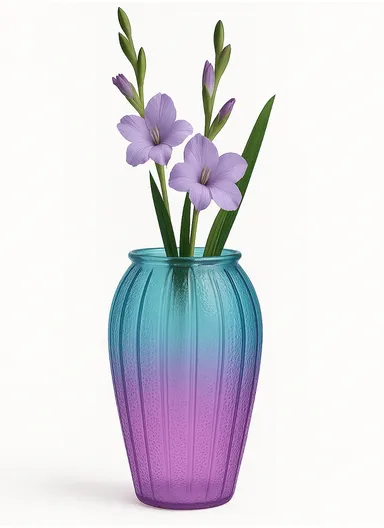 Lantern Design Elegant Simple Flower Desk Decorative Glass Vase (D14 x H27)cm - Purple &amp; Blue
