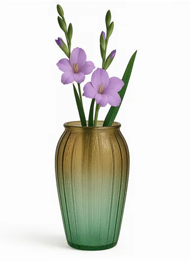 Lantern Design Elegant Simple Flower Desk Decorative Glass Vase (D14 x H27)cm - Green &amp; Yellow