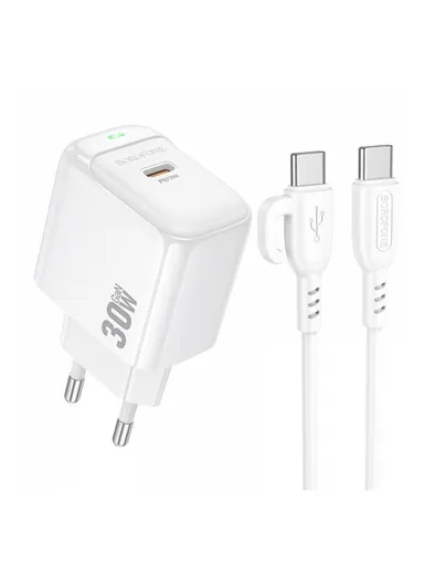 30W PD Fast Charger, with Type-C Cable &amp; EU Plug BAS45A