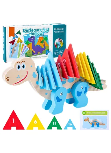 Dinosaur 3D Toy Wooden Number Puzzle for Kids, Wooden Jigsaw Puzzle
