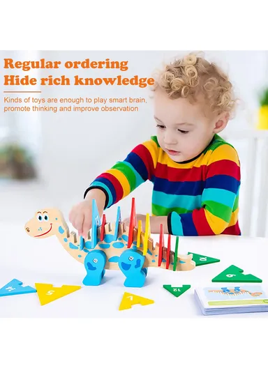 Dinosaur 3D Toy Wooden Number Puzzle for Kids, Wooden Jigsaw Puzzle