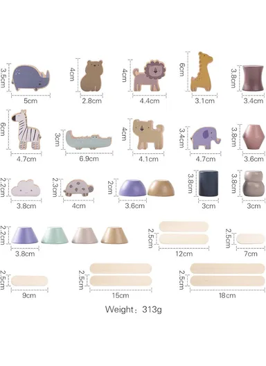 Funny Zoo Stack Smooth Wood Blocks, Enhance Focus &amp; Coordination