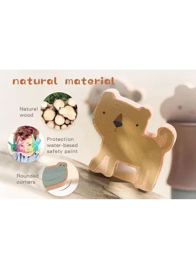 Funny Zoo Stack Smooth Wood Blocks, Enhance Focus &amp; Coordination