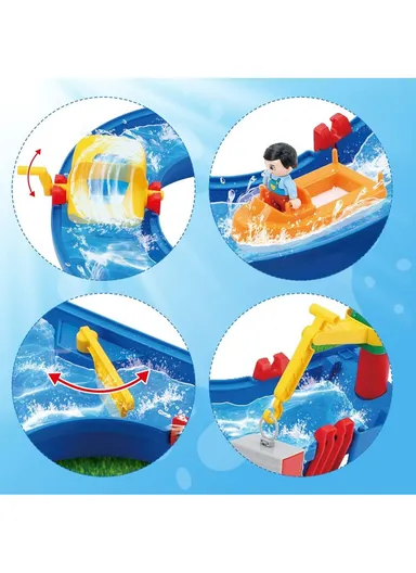 39-Pcs Water Table Playset with Crane, Boats &amp; Dynamic Water Features