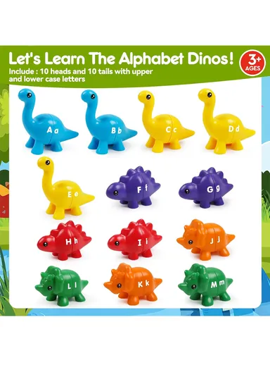Matching Letters Dinosaur Toy, Alphabet Game for Toddlers with Upper &amp; Lowercase Letters