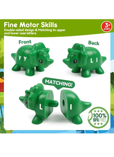 Matching Letters Dinosaur Toy, Alphabet Game for Toddlers with Upper &amp; Lowercase Letters