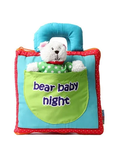 3D Cloth Busy Book, Bear Baby Night Theme, Soft Washable Learning Toy for Sensory &amp; Cognitive Development