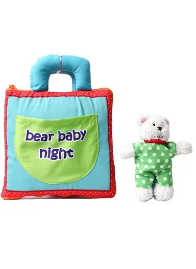 3D Cloth Busy Book, Bear Baby Night Theme, Soft Washable Learning Toy for Sensory &amp; Cognitive Development