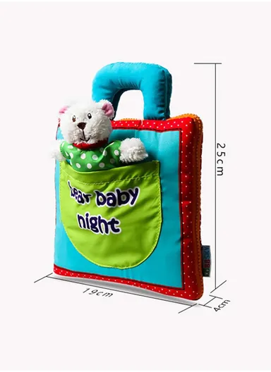 3D Cloth Busy Book, Bear Baby Night Theme, Soft Washable Learning Toy for Sensory &amp; Cognitive Development