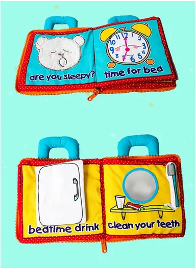 3D Cloth Busy Book, Bear Baby Night Theme, Soft Washable Learning Toy for Sensory &amp; Cognitive Development