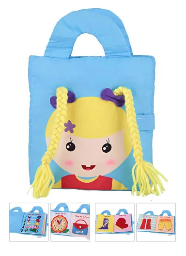 3D Busy Book for Girls, Soft Educational Cloth Toy with Shapes, Clock &amp; Handstraps