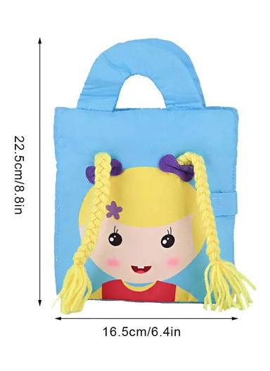 3D Busy Book for Girls, Soft Educational Cloth Toy with Shapes, Clock &amp; Handstraps