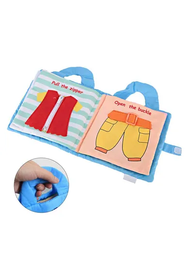 3D Busy Book for Girls, Soft Educational Cloth Toy with Shapes, Clock &amp; Handstraps