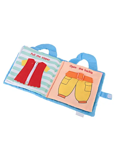 3D Busy Book for Girls, Soft Educational Cloth Toy with Shapes, Clock &amp; Handstraps