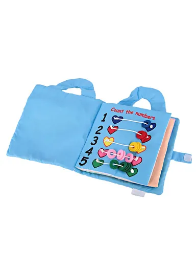 3D Busy Book for Girls, Soft Educational Cloth Toy with Shapes, Clock &amp; Handstraps
