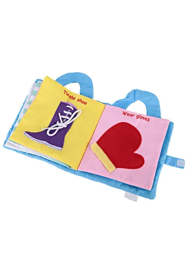 3D Busy Book for Girls, Soft Educational Cloth Toy with Shapes, Clock &amp; Handstraps