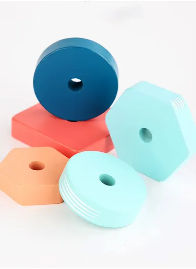 Wooden Stacking Ring Toy, Colorful Educational Rings, Safe &amp; Smooth Finish