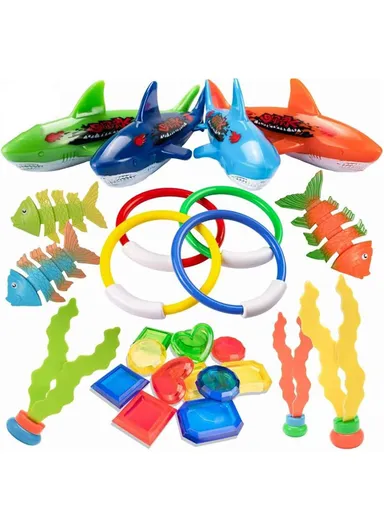 26-Pcs Colorful Diving Toy Set, Bright &amp; Durable