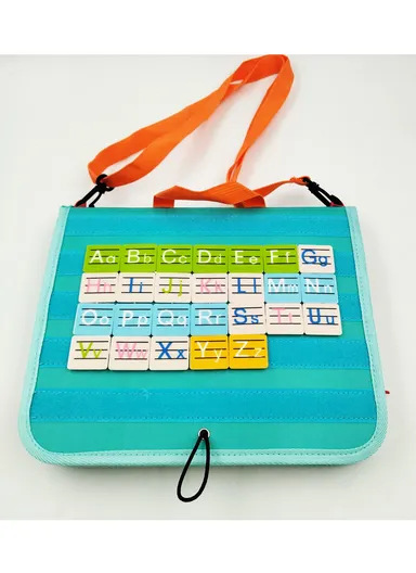Toddler Busy Board, Real-Life Dressing Practice, Portable with Shoulder Strap - Green