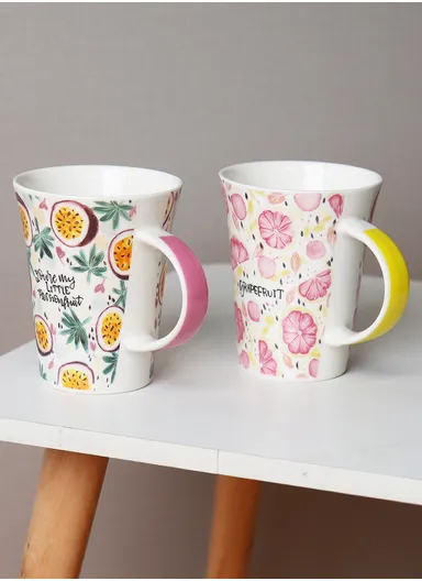 350ml Ceramic Mug, Multi-Uses Universal Mug, Dishwasher &amp; Microwave Safe with Comfortable Handle - Style 4