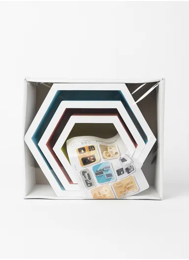 3-Pcs Home Room Decoration Hexagonal Wall Shelf Mount Display Ledge Storage Rack - White