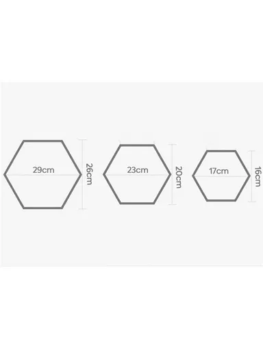 3-Pcs Home Room Decoration Hexagonal Wall Shelf Mount Display Ledge Storage Rack - Black / Inner Multicolor
