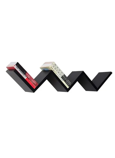 2-Pcs Home Room Decoration W-Shaped Wall Shelf Mount Display Ledge Storage Rack - Black