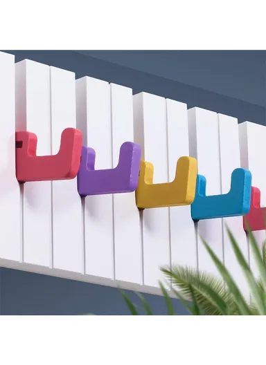 Piano Key Design Wall Rack with 16 Colorful Folding Hooks, Decorative Storage Organizer ZY9021-S (W48 x H14.5 x T3.6)cm