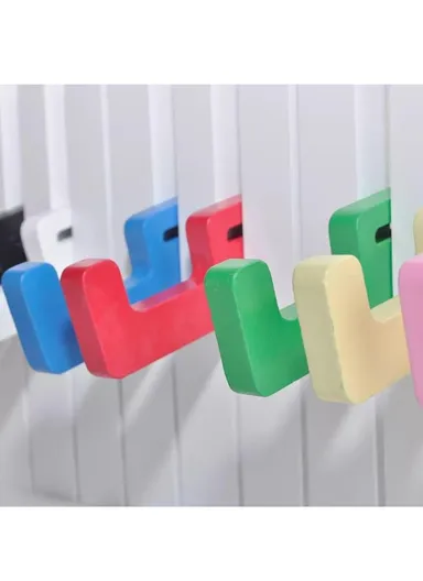 Piano Key Design Wall Rack with 16 Colorful Folding Hooks, Decorative Storage Organizer ZY9021-M (W58 x H14.5 x T3.6)cm