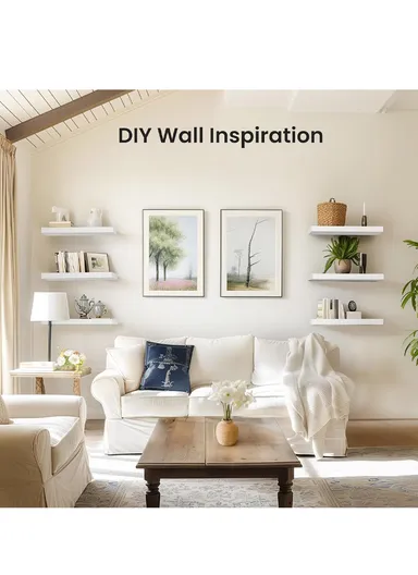 Wall Mounted Floating Wooden Shelf With Hidden Metal Brackets, Modern Display &amp; Storage Rack (L60 × W23.5 × H3.8)cm