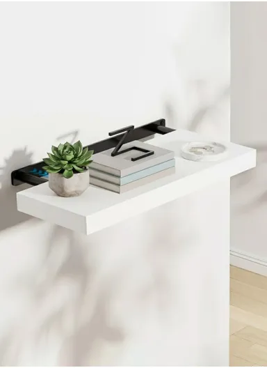 Wall Mounted Floating Wooden Shelf With Hidden Metal Brackets, Modern Display &amp; Storage Rack (L70 × W23.5 × H3.8)cm
