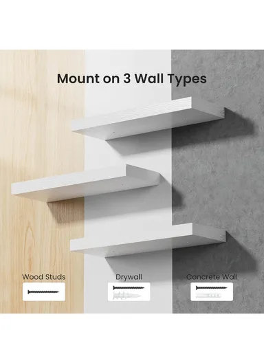 Wall Mounted Floating Wooden Shelf With Hidden Metal Brackets, Modern Display &amp; Storage Rack (L80 × W23.5 × H3.8)cm