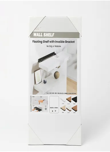 Wall Mounted Floating Wooden Shelf With Hidden Metal Brackets, Modern Display &amp; Storage Rack (L80 × W23.5 × H3.8)cm
