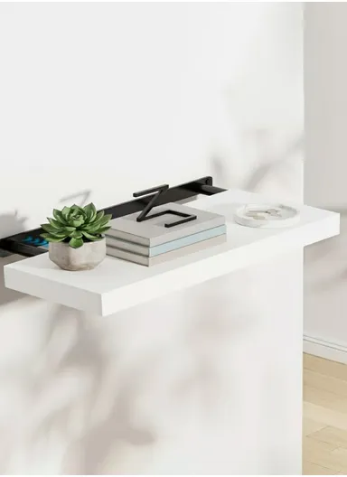 Wall Mounted Floating Wooden Shelf With Hidden Metal Brackets, Modern Display &amp; Storage Rack (L80 × W23.5 × H3.8)cm