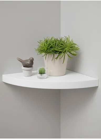 Minimalist Floating Wood Shelf, Hidden Bracket, Sleek &amp; Sturdy Wall Display for Plants, Photos &amp; Décor (L30 x W30 x H4)cm ZY3030 - White