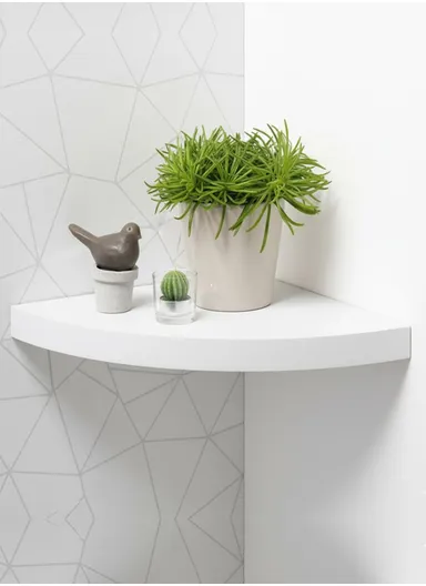 Minimalist Floating Wood Shelf, Hidden Bracket, Sleek &amp; Sturdy Wall Display for Plants, Photos &amp; Décor (L30 x W30 x H4)cm ZY3030 - White