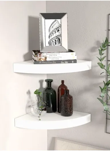 Minimalist Floating Wood Shelf, Hidden Bracket, Sleek &amp; Sturdy Wall Display for Plants, Photos &amp; Décor (L30 x W30 x H4)cm ZY3030 - White