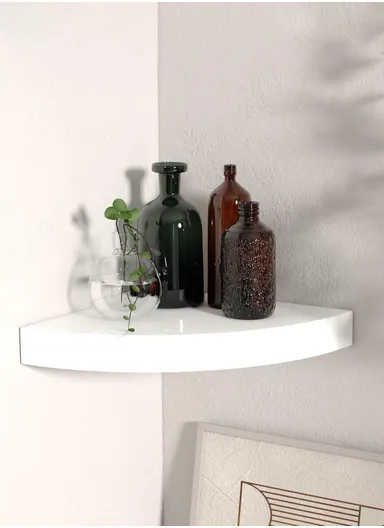 Minimalist Floating Wood Shelf, Hidden Bracket, Sleek &amp; Sturdy Wall Display for Plants, Photos &amp; Décor (L30 x W30 x H4)cm ZY3030 - White
