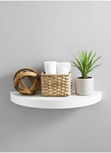 Floating Wood Shelf, Hidden Bracket, Sleek &amp; Sturdy Wall Display for Plants, Photos &amp; Décor (L49x W25 x H4)cm ZY5025 - White