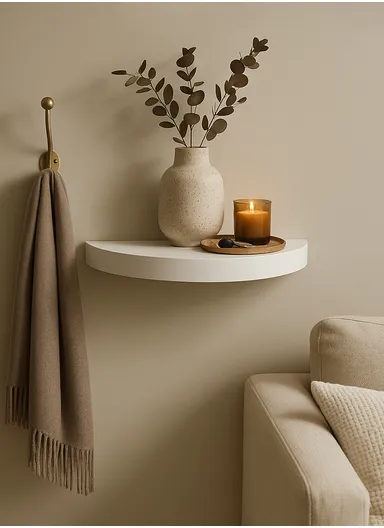 Floating Wood Shelf, Hidden Bracket, Sleek &amp; Sturdy Wall Display for Plants, Photos &amp; Décor (L49x W25 x H4)cm ZY5025 - White