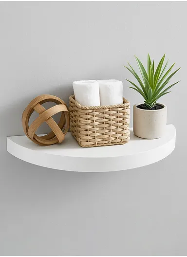 Floating Wood Shelf, Hidden Bracket, Sleek &amp; Sturdy Wall Display for Plants, Photos &amp; Décor (L49x W25 x H4)cm ZY5025 - White