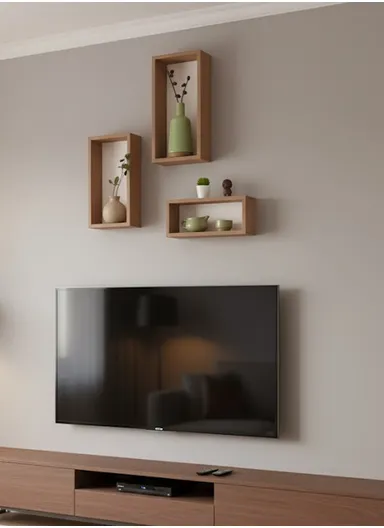 3Pcs Wall Mounted Rectangular Wooden Display Shelves for Home &amp; Office Decoration