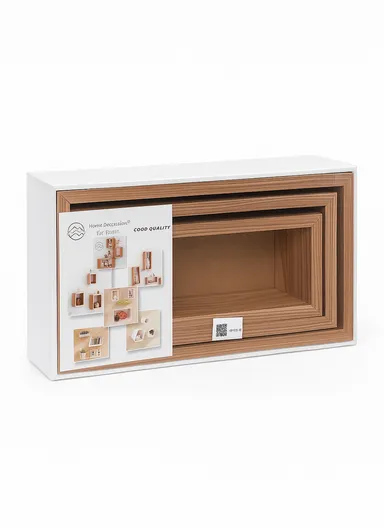 3Pcs Wall Mounted Rectangular Wooden Display Shelves for Home &amp; Office Decoration