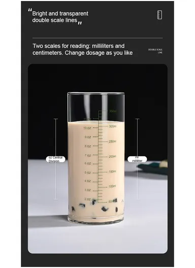 50-350ml Multi-Purpose Measuring Glass Cup with Bold Gold Printing