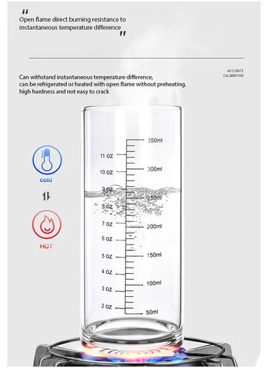 50-350ml Multi-Purpose Measuring Glass Cup with Bold Gold Printing
