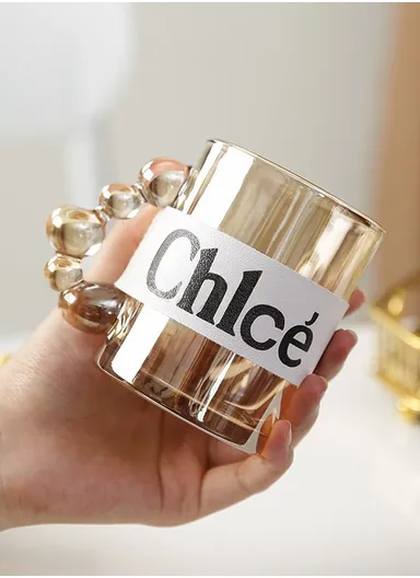 550ml Glass Hot Beverages Mug with Leather Stap Design (D8 x H10)cm - Amber