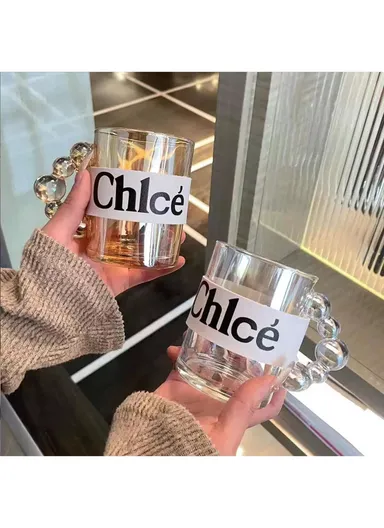 550ml Glass Hot Beverages Mug with Leather Stap Design (D8 x H10)cm - Amber