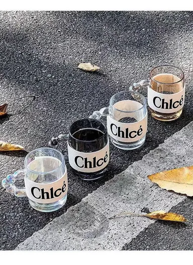 550ml Glass Hot Beverages Mug with Leather Stap Design (D8 x H10)cm - Amber