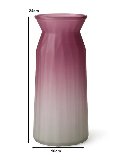 Origami Frosted Design Multi-Color Elegant Matte Flower Desk Decorative Glass Vase (D11 x H24)cm - Fuchsia